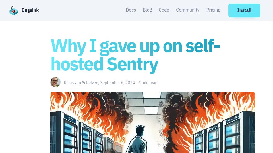Screenshot of bugsink.com: I gave up on self-hosted Sentry (2024)