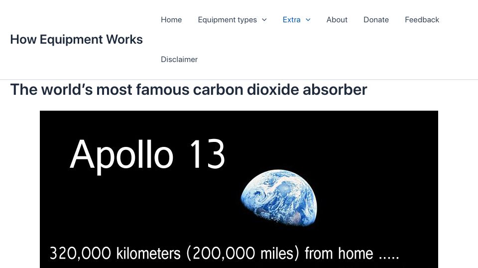 Screenshot of howequipmentworks.com: The most famous carbon dioxide absorber