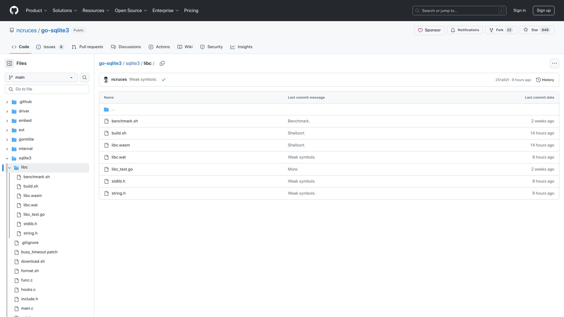 Screenshot of github.com: Show HN: (bits) of a Libc, Optimized for Wasm