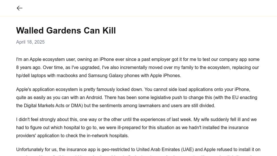 Screenshot of aneesiqbal.ai: Walled Gardens Can Kill