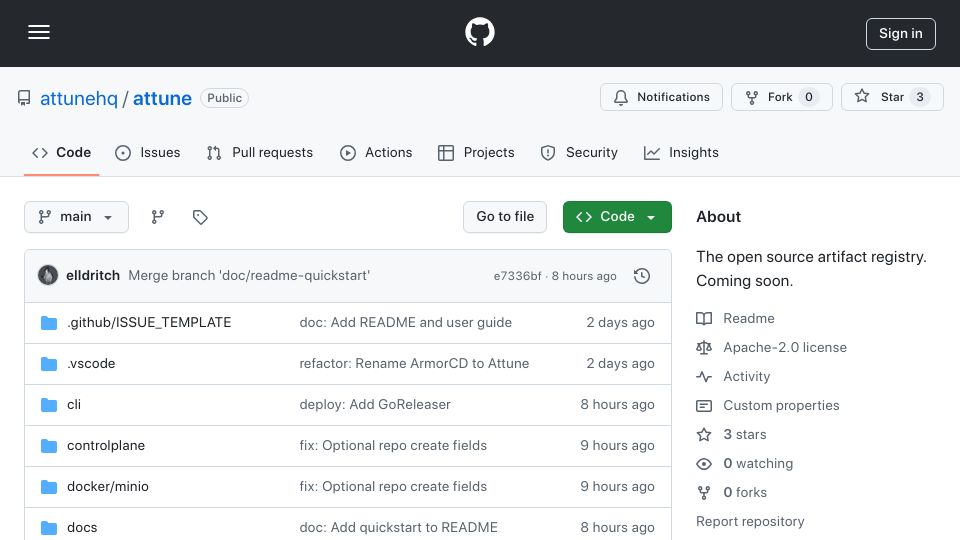 Screenshot of github.com: Show HN: Attune - Build and publish APT repositories in seconds