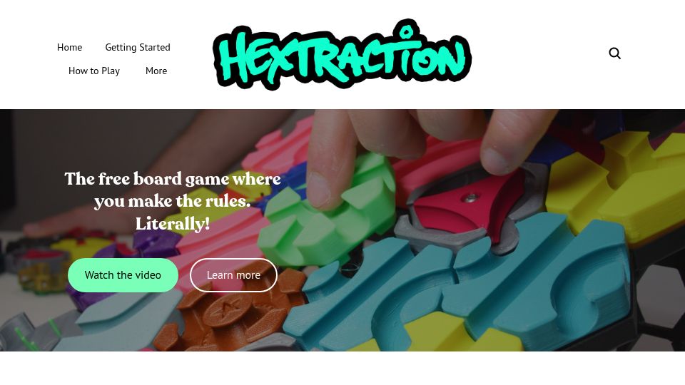 Screenshot of playhextraction.com: Hextraction, a free and open source board game