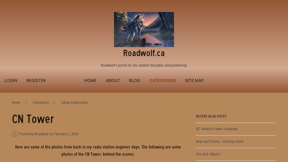 Screenshot of site.roadwolf.ca: CN Tower, Behind the Scenes (2014)