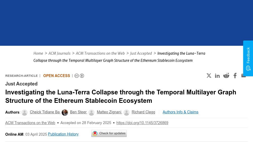 Screenshot of dl.acm.org: Investigating the Luna-Terra Collapse as a Temporal Multilayer Graph