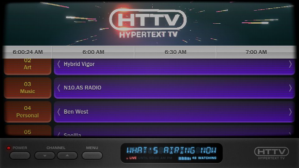 Screenshot of hypertext.tv: Hypertext TV
