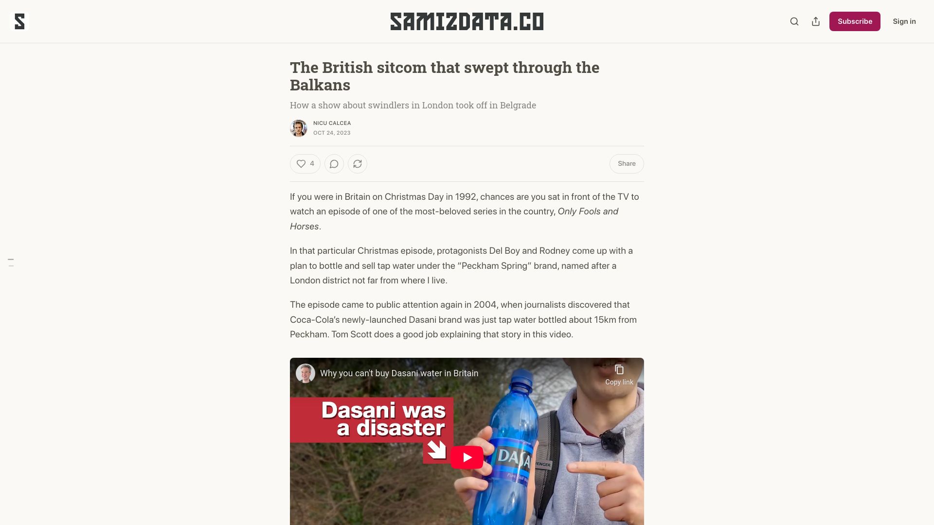Screenshot of blog.samizdata.co: The British sitcom that swept through the Balkans (2023)