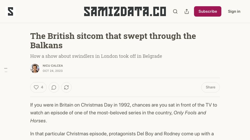 Screenshot of blog.samizdata.co: The British sitcom that swept through the Balkans (2023)