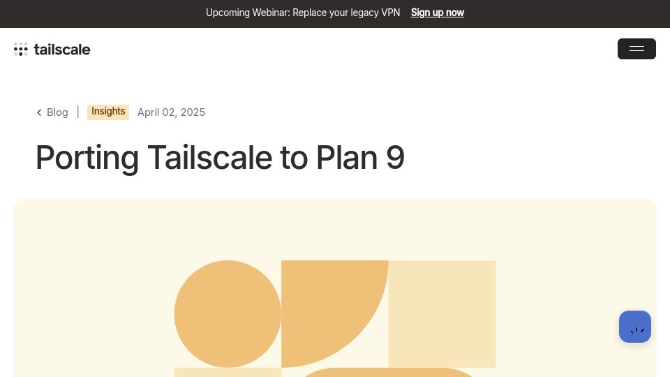 Screenshot of tailscale.com: Porting Tailscale to Plan 9