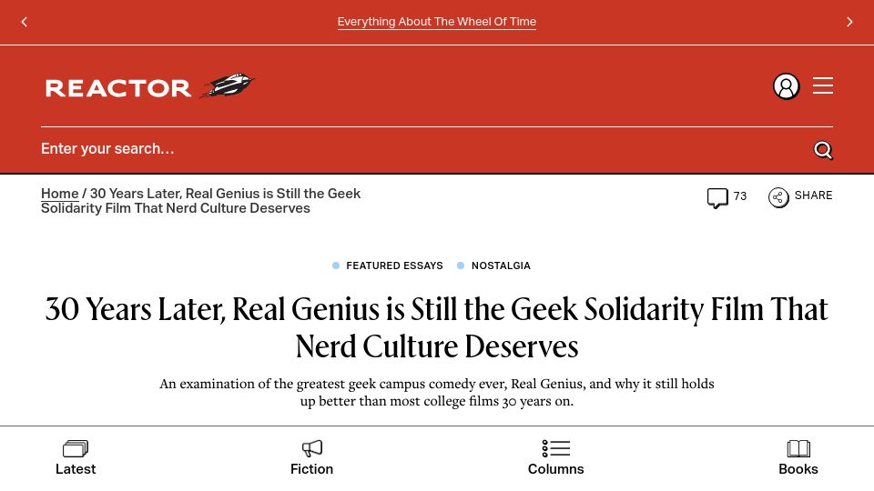 Screenshot of reactormag.com: RIP Val Kilmer: Real Genius .. the Film Nerd Culture Deserves (2015)