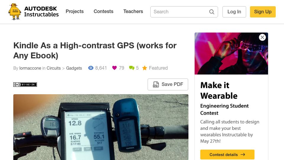 Screenshot of instructables.com: Kindle as a High-Contrast GPS