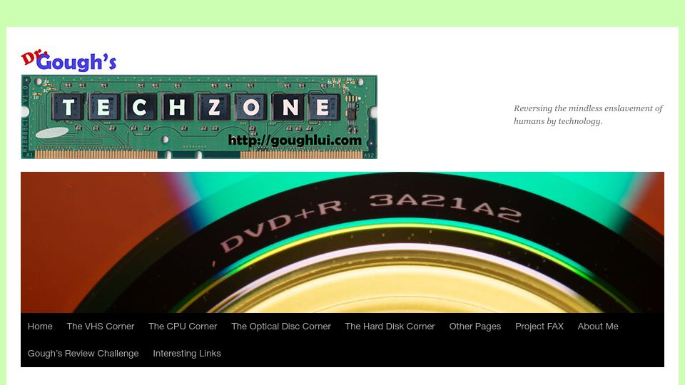 Screenshot of goughlui.com: Testing DVD-R and CD-R 25 years later: optical disks from Japan