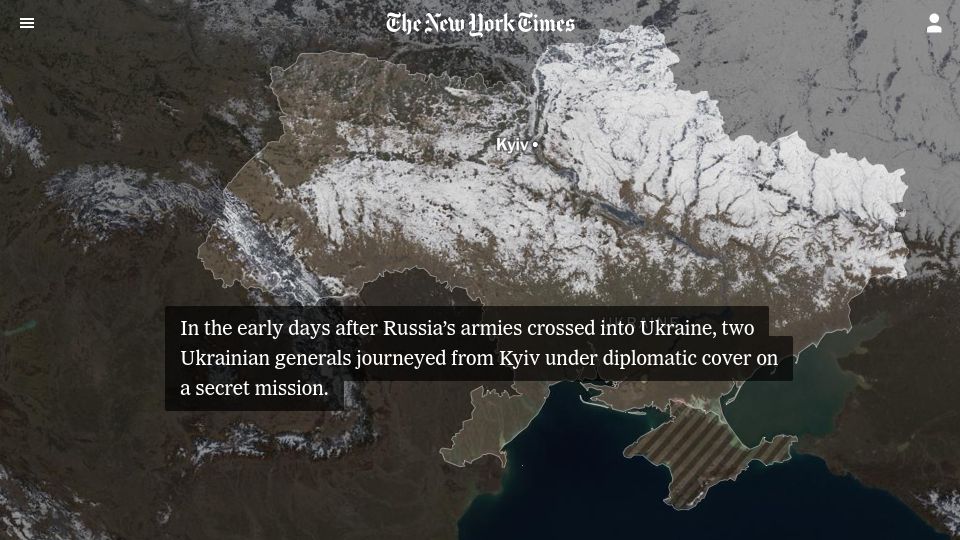 Screenshot of nytimes.com: The Secret History of the War in Ukraine