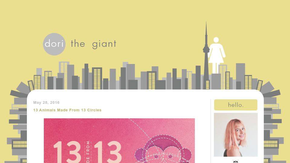 Screenshot of dorithegiant.com: Animals Made from 13 Circles (2016)