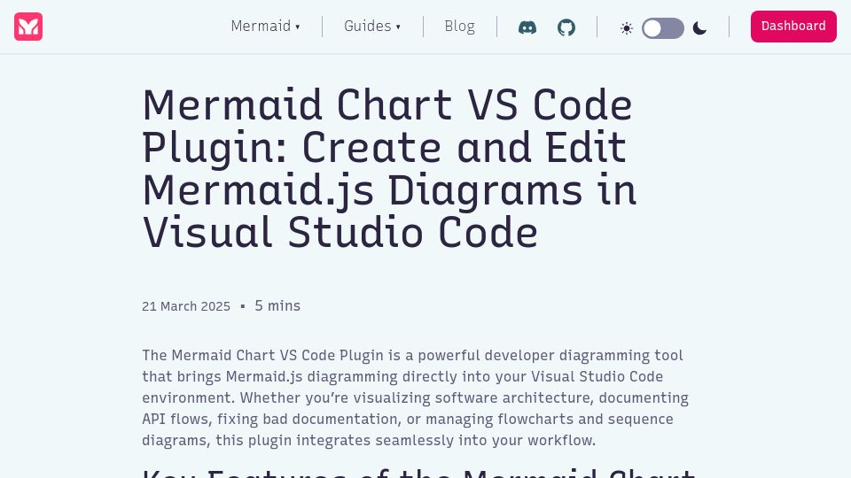 Screenshot of docs.mermaidchart.com: Show HN: Mermaid Chart VS Code Plugin: Mermaid.js Diagrams in Visual Studio Code