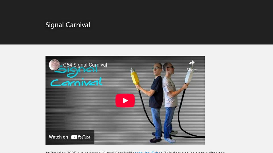 Screenshot of quiss.org: Signal Carnival