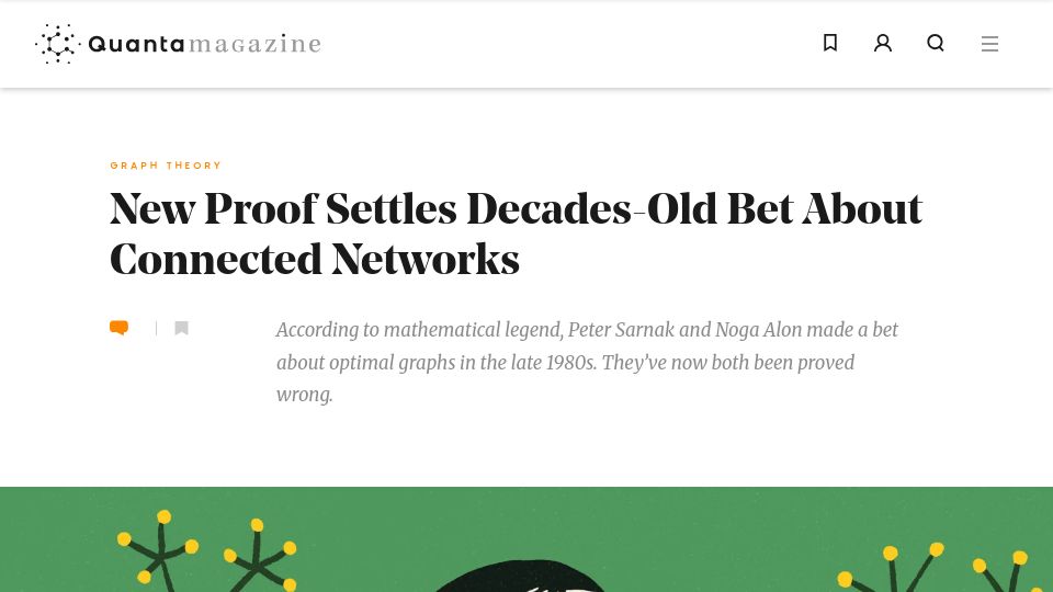 Screenshot of quantamagazine.org: New Proof Settles Decades-Old Bet About Connected Networks