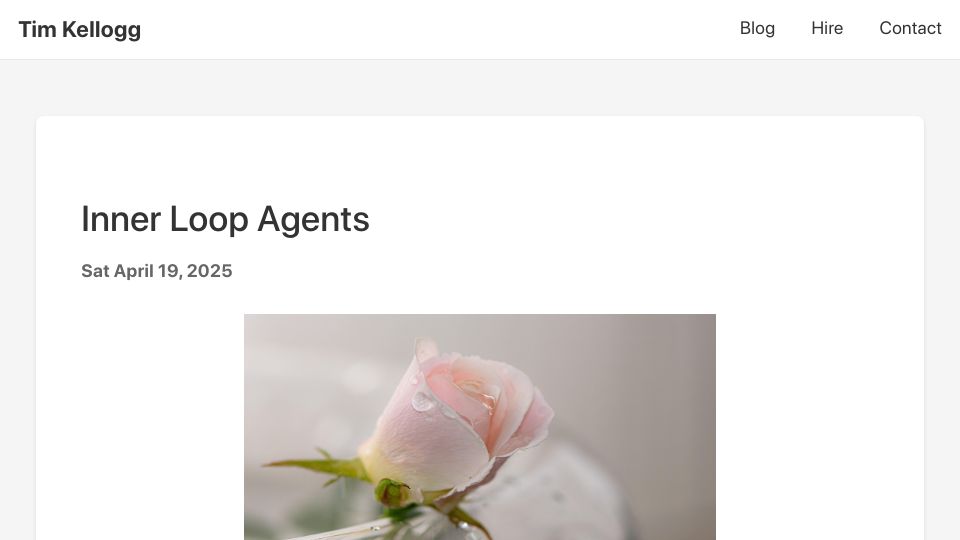 Screenshot of timkellogg.me: Inner Loop Agents