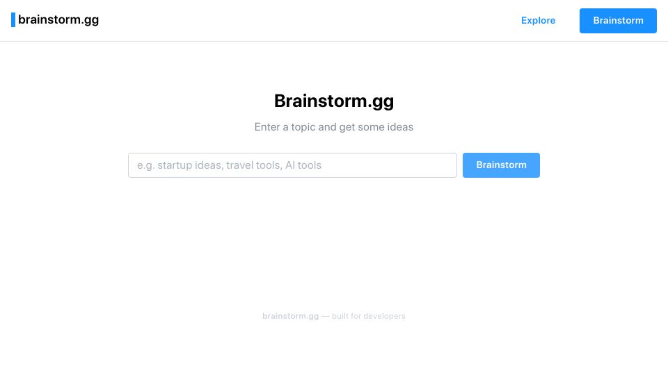 Screenshot of brainstorm.gg: Show HN: Brainstorm.gg – Get ideas out of your head fast