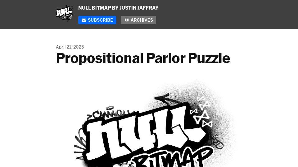 Screenshot of buttondown.com: Propositional Parlor Puzzle