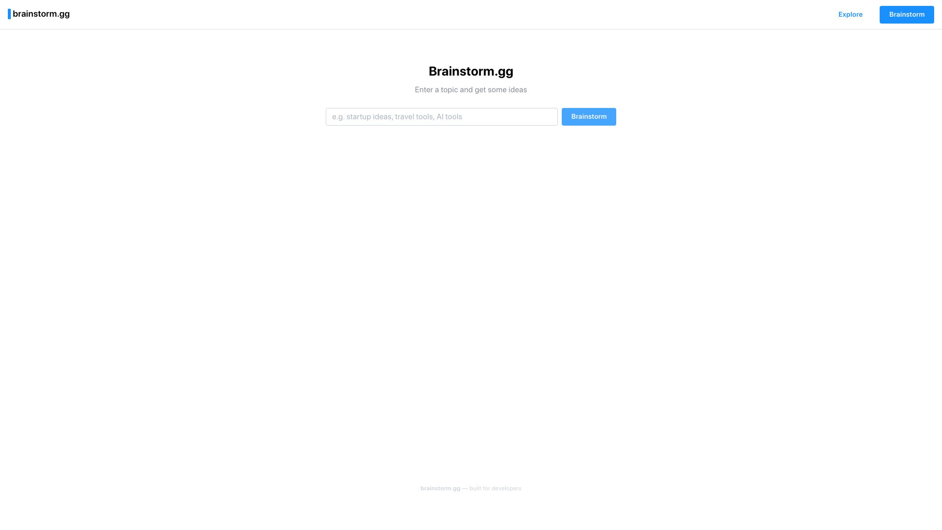 Screenshot of brainstorm.gg: Show HN: Brainstorm.gg – Get ideas out of your head fast