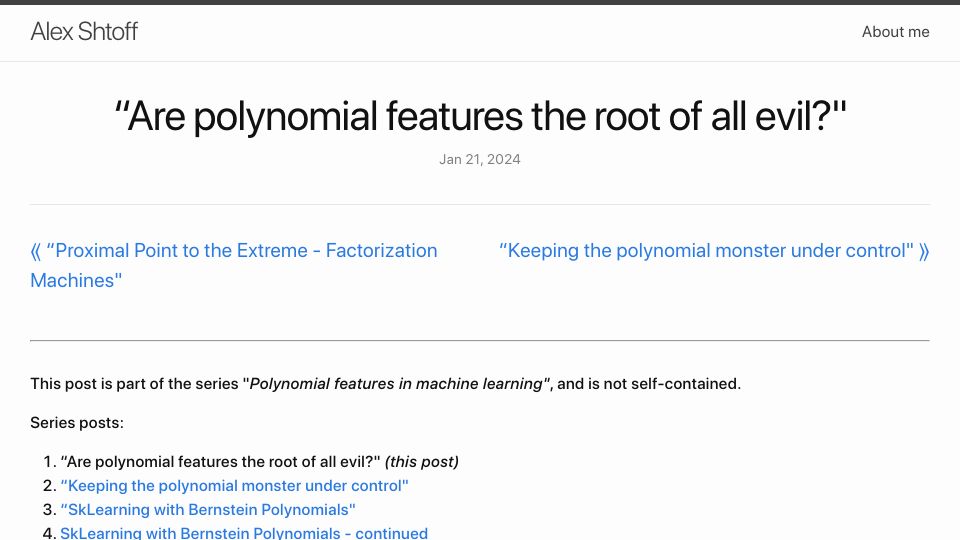 Screenshot of alexshtf.github.io: Are polynomial features the root of all evil? (2024)