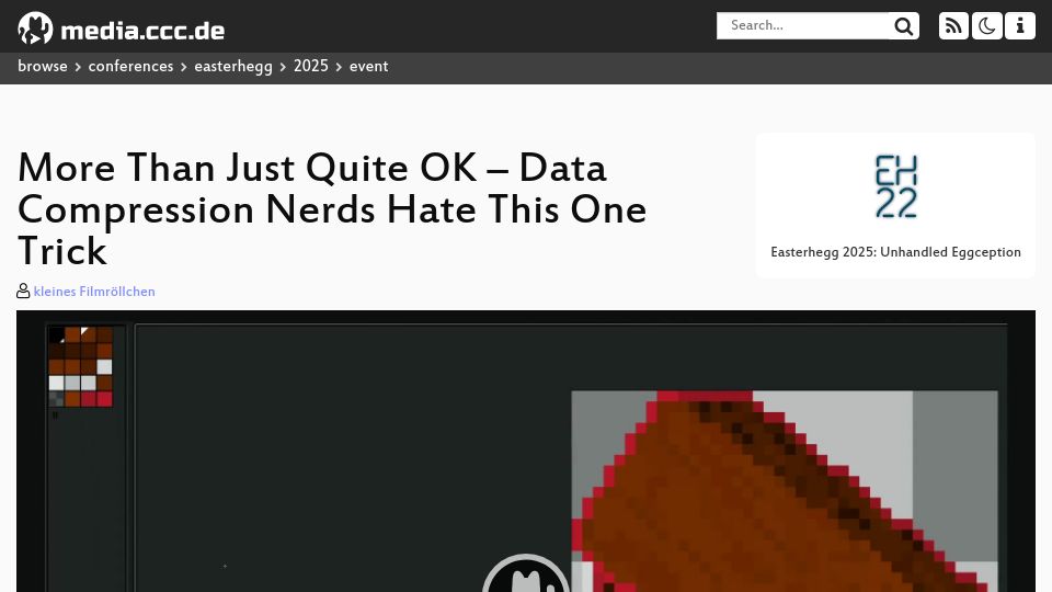 Screenshot of media.ccc.de: Data Compression Nerds Hate This One Trick [video]