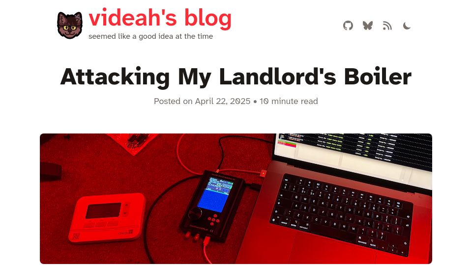 Screenshot of blog.videah.net: Attacking My Landlord's Boiler