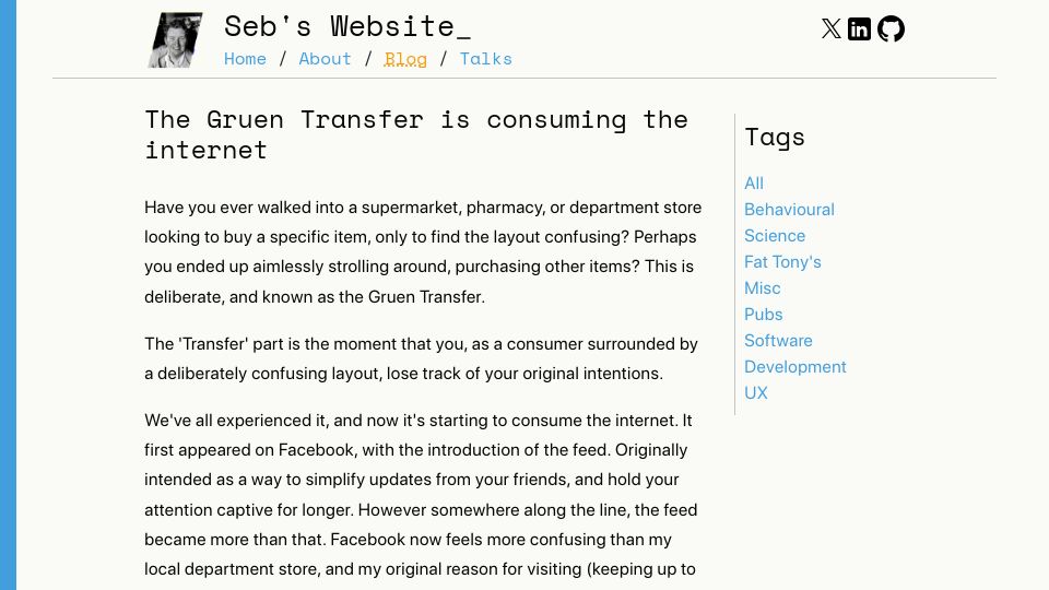 Screenshot of sebs.website: The Gruen Transfer is consuming the internet