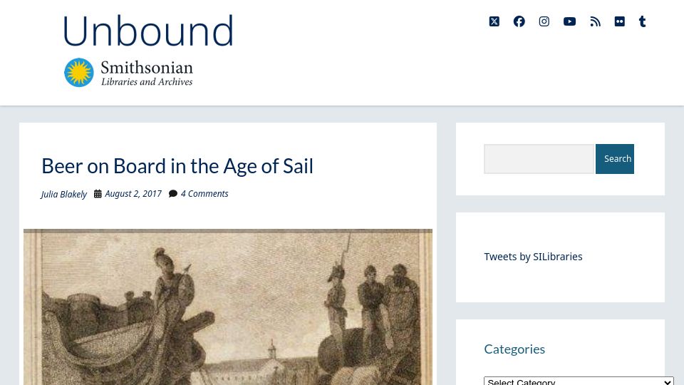 Screenshot of blog.library.si.edu: Beer on Board in the Age of Sail (2017)