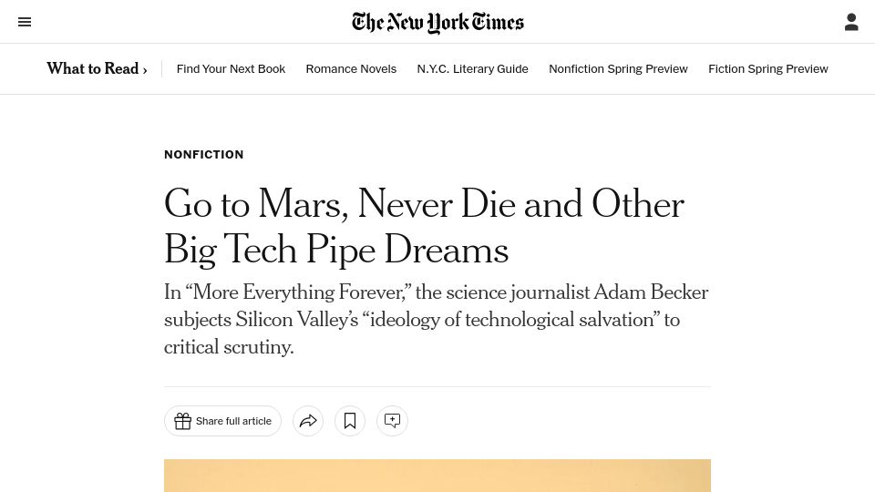 Screenshot of nytimes.com: More Everything Forever