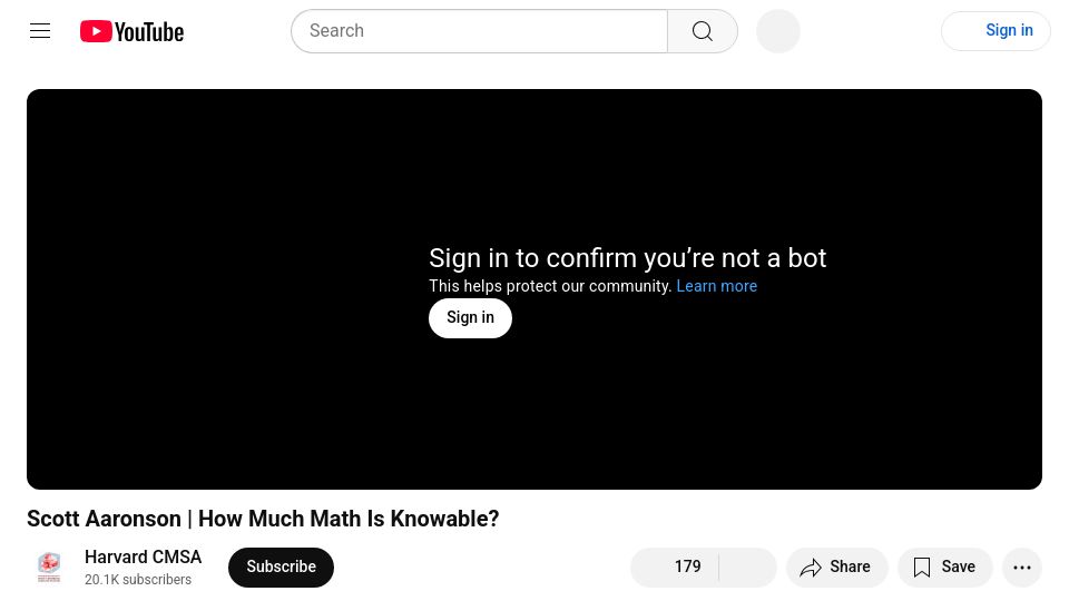 Screenshot of youtube.com: How much math is knowable? [video]