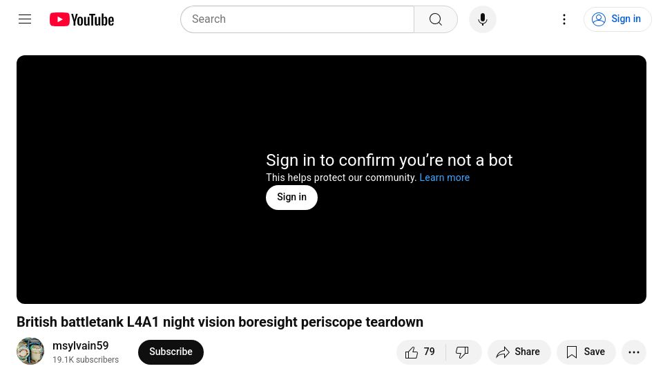 Screenshot of youtube.com: Dissecting a British wartime night vision tank periscope [video]