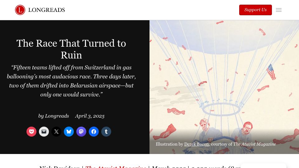 Screenshot of longreads.com: The Race That Turned to Ruin