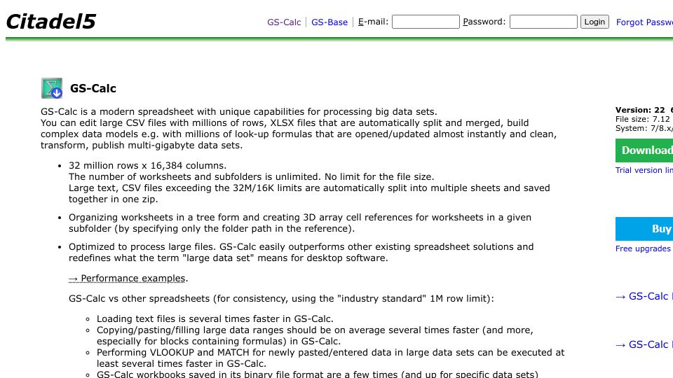 Screenshot of citadel5.com: Show HN: GS-Calc – A modern spreadsheet with Python integration