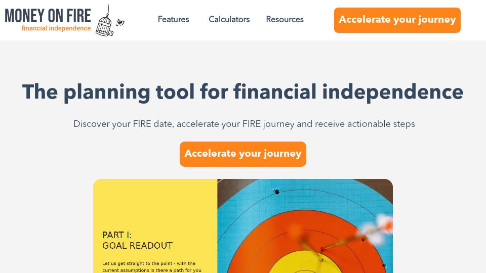 Screenshot of moneyonfire.com: Show HN: MoneyOnFIRE