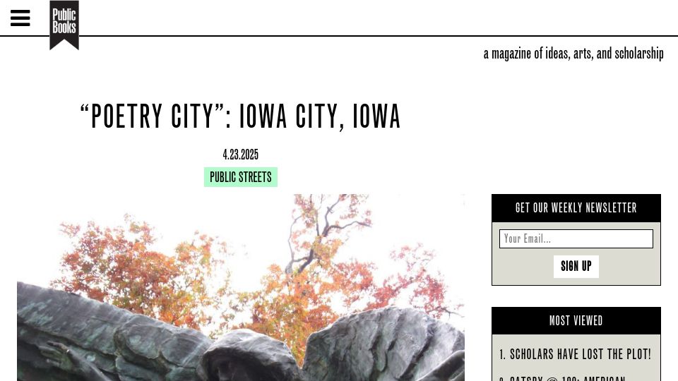 Screenshot of publicbooks.org: "Poetry City": Iowa City, Iowa