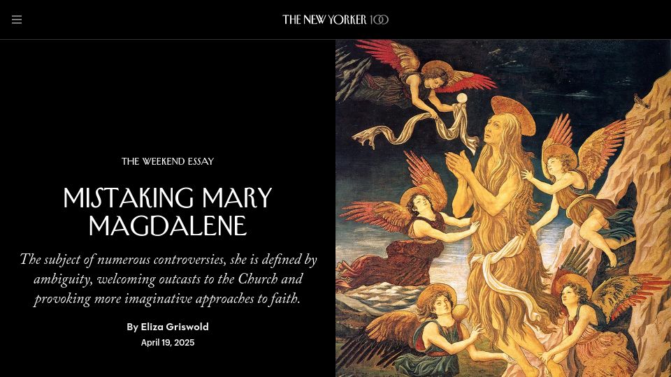 Screenshot of newyorker.com: Mistaking Mary Magdalene