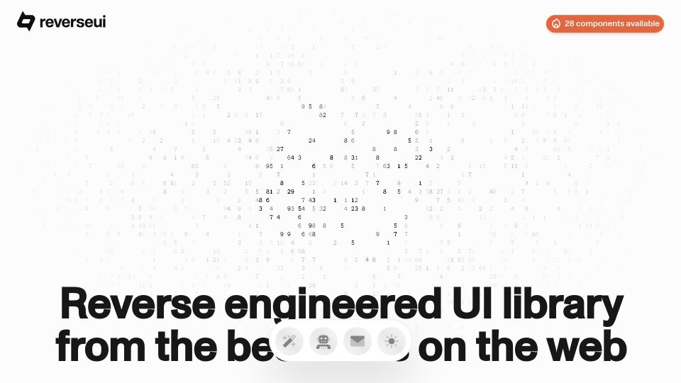 Screenshot of reverseui.com: Show HN: I reverse engineered top websites to build an animated UI library