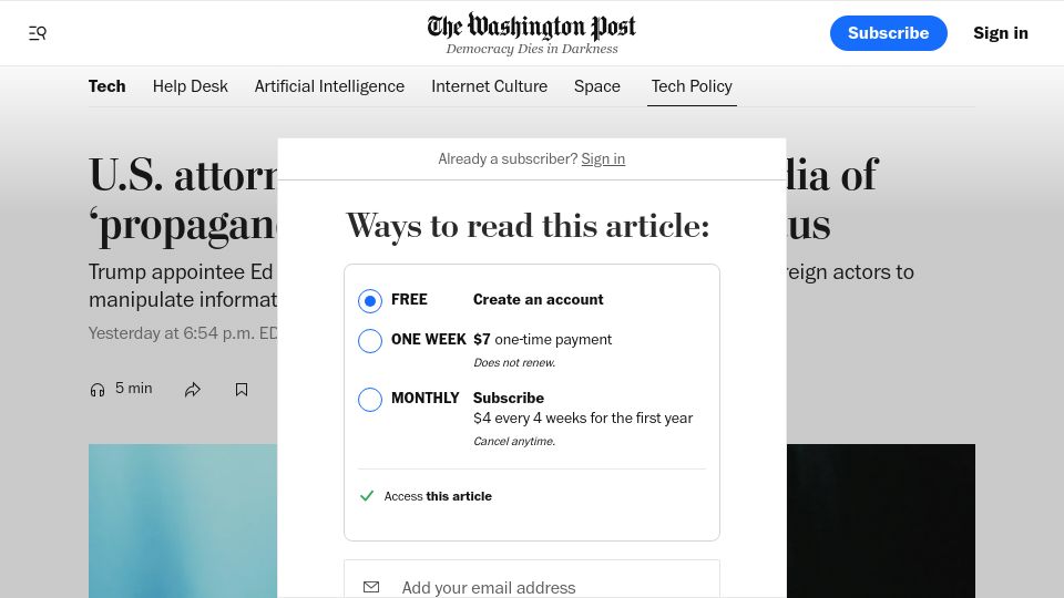 Screenshot of washingtonpost.com: Wikipedia’s nonprofit status questioned by D.C. U.S. attorney