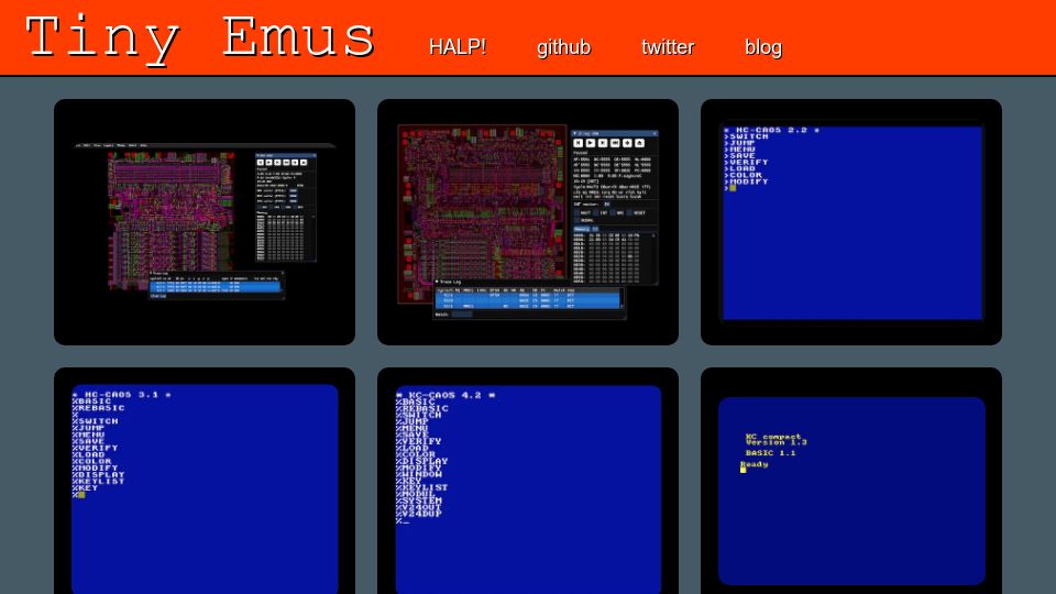 Screenshot of floooh.github.io: Tiny Emulators
