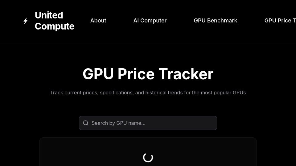 Screenshot of unitedcompute.ai: GPU Price Tracker
