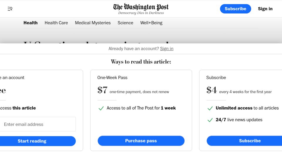 Screenshot of washingtonpost.com: U.S. autism data project sparks uproar over ethics, privacy and intent