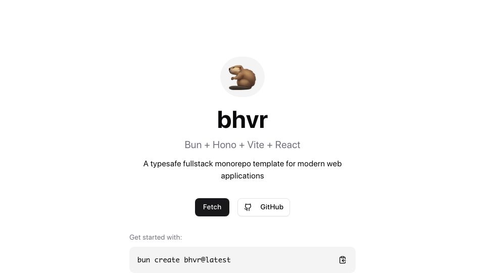 Screenshot of bhvr.dev: Show HN: Bhvr, a Bun and Hono and Vite and React Starter