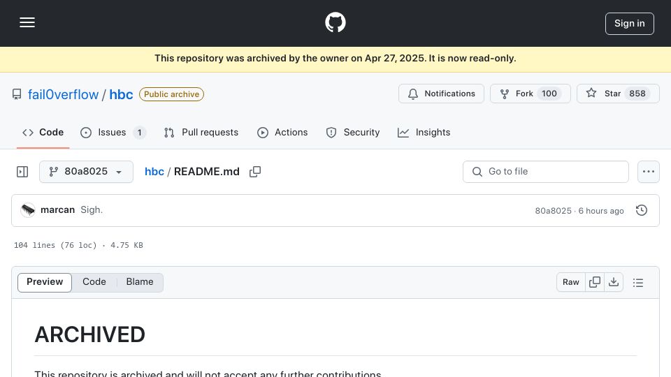 Screenshot of github.com: Libogc (Wii homebrew library) discovered to contain code stolen from RTEMS