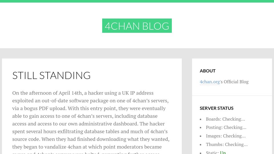 Screenshot of blog.4chan.org: Still standing
