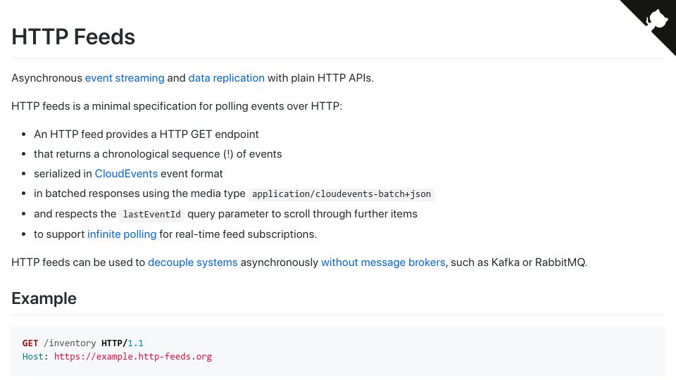 Screenshot of http-feeds.org: HTTP Feeds: a minimal specification for polling events over HTTP