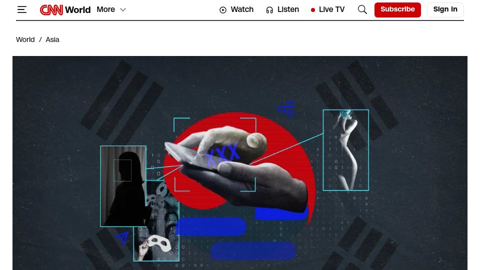 Screenshot of cnn.com: Deepfake porn is destroying real lives in South Korea
