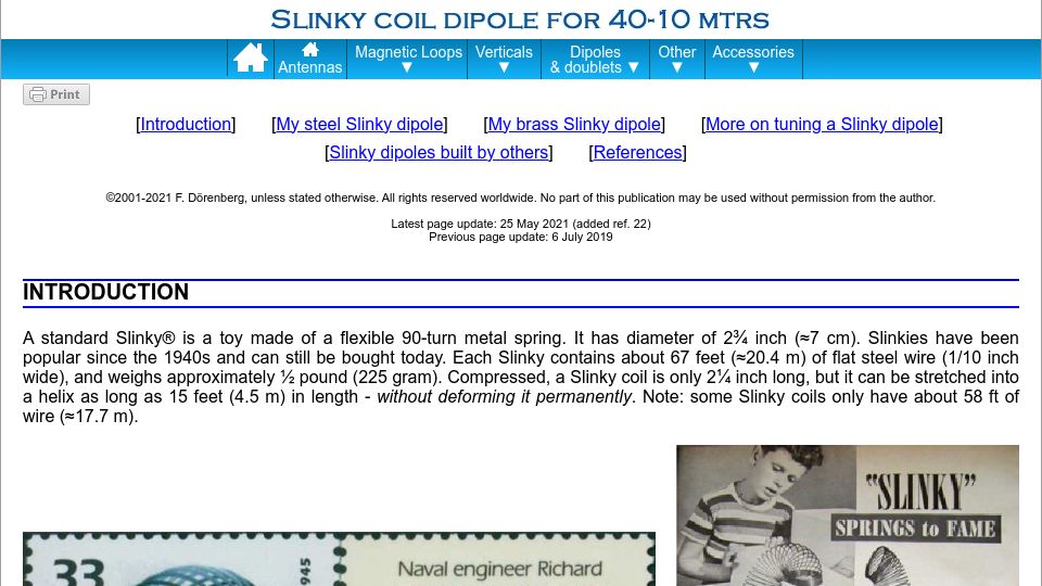 Screenshot of nonstopsystems.com: Slinky-Coil Dipole (2021)