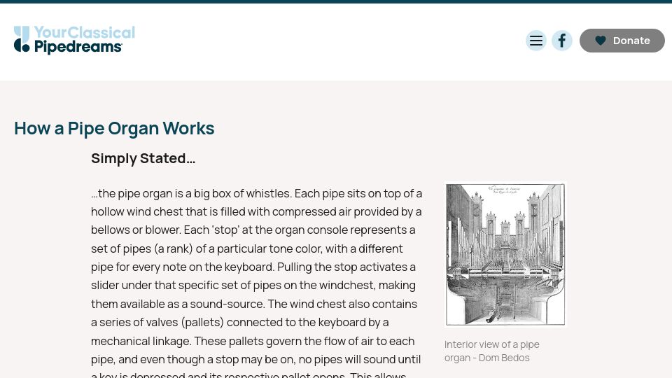 Screenshot of pipedreams.org: How a Pipe Organ Works (2020)