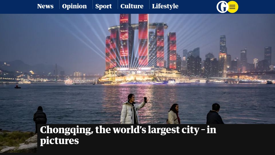 Screenshot of theguardian.com: Chongqing, the Largest City – In Pictures